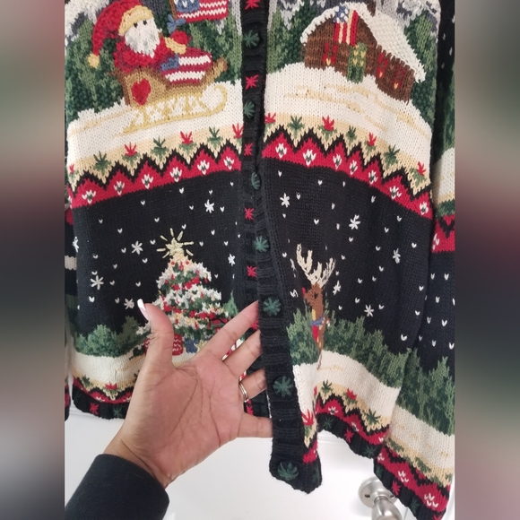 Christmas Ugly Sweater Cardigan Sz 22/24 - Picture 14 of 16